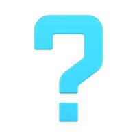Blue question mark confusion FAQ advice information idea ask communication 3d icon vector