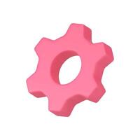 Cogwheel mechanism industrial repair service pink badge realistic 3d icon displaced vector