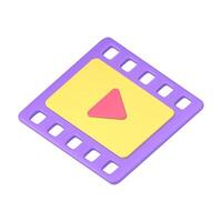 Purple play animation content broadcasting app cinematography reel multimedia 3d icon vector