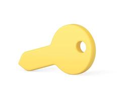 Yellow key unlock lockout web account protective padlock isometric badge realistic 3d icon vector