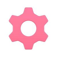 Pink gear mechanism engineering development industrial optimization button 3d icon vector