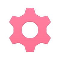 Pink gear mechanism engineering development industrial optimization button 3d icon vector