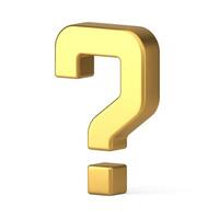 Golden question mark premium FAQ help important information attention ask answer 3d icon vector