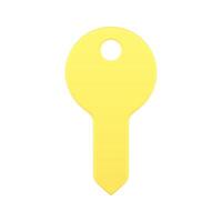 Yellow glossy vertical key door access login control application badge realistic 3d icon vector