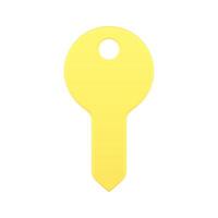 Yellow glossy vertical key door access login control application badge realistic 3d icon vector