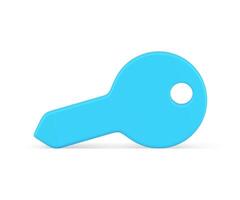 Blue key with hole horizontal lying password login privacy entrance control realistic 3d icon vector