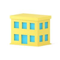 Two storey real estate apartment urban house yellow facade with blue window isometric 3d icon vector