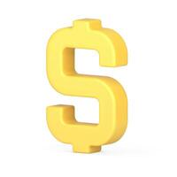 Yellow glossy dollar symbol American national currency badge banking financial 3d icon vector