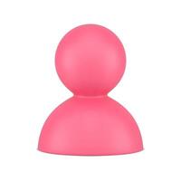 Human head personal avatar community member pink glossy 3d icon chess figure realistic vector