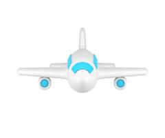 White flying jet travel vacation passenger transportation vehicle front view 3d icon vector