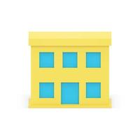 Yellow two storey city building exterior urban business house street infrastructure 3d icon vector