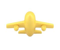 Yellow flight up airplane departure airport air travel vacation transportation 3d icon vector