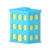 Urban building exterior real estate city residential apartment business office 3d icon vector