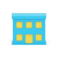 Modern low rise building two storey construction blue facade yellow windows realistic 3d icon vector