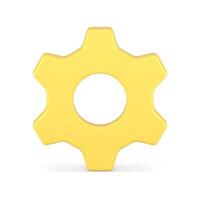 Mechanic gear wheel engine component yellow glossy machine progress turning workflow 3d icon vector