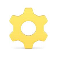 Mechanic gear wheel engine component yellow glossy machine progress turning workflow 3d icon vector