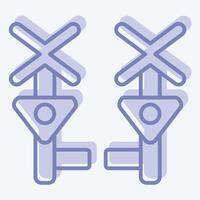 Icon Level Crossing. related to Train Station symbol. two tone style. simple design illustration vector