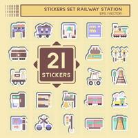 Sticker Set Railway Station. related to Train Station symbol. simple design illustration vector