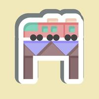 Sticker Bridge Over The River Train. related to Train Station symbol. simple design illustration vector