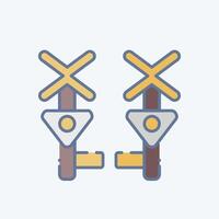 Icon Level Crossing. related to Train Station symbol. doodle style. simple design illustration vector