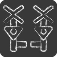 Icon Level Crossing. related to Train Station symbol. chalk Style. simple design illustration vector