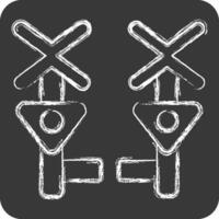 Icon Level Crossing. related to Train Station symbol. chalk Style. simple design illustration vector