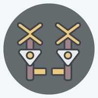 Icon Level Crossing. related to Train Station symbol. color mate style. simple design illustration vector