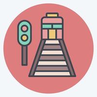 Icon Railway. related to Train Station symbol. color mate style. simple design illustration vector