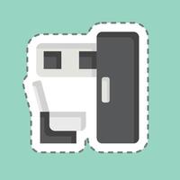 Sticker line cut Toilet On Train. related to Train Station symbol. simple design illustration vector