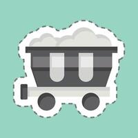 Sticker line cut Coal Wagon. related to Train Station symbol. simple design illustration vector