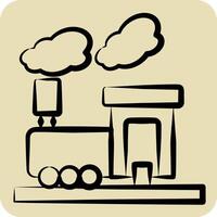 Icon Train Smoke. related to Train Station symbol. hand drawn style. simple design illustration vector
