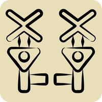 Icon Level Crossing. related to Train Station symbol. hand drawn style. simple design illustration vector