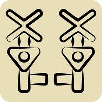 Icon Level Crossing. related to Train Station symbol. hand drawn style. simple design illustration vector