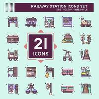 Icon Set Railway Station. related to Train Station symbol. MBE style. simple design illustration vector