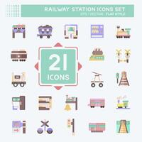 Icon Set Railway Station. related to Train Station symbol. flat style. simple design illustration vector