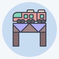 Icon Bridge Over The River Train. related to Train Station symbol. color mate style. simple design illustration vector