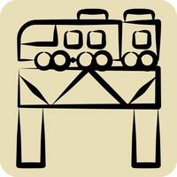 Icon Bridge Over The River Train. related to Train Station symbol. hand drawn style. simple design illustration vector