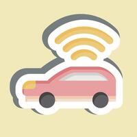 Sticker Smart car. related to Smart City symbol. simple design illustration vector