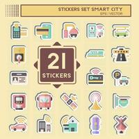 Sticker Set Smart City. related to Technology symbol. simple design illustration vector