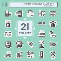 Sticker line cut Set Smart City. related to Technology symbol. simple design illustration vector