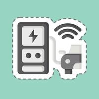 Sticker line cut Charging Station. related to Smart City symbol. simple design illustration vector