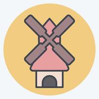 Icon Windmill. related to Smart City symbol. color mate style. simple design illustration vector