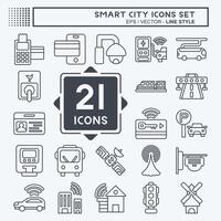 icono conjunto inteligente ciudad. relacionado a tecnología símbolo. línea estilo. sencillo diseño ilustración vector