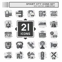 Icon Set Smart City. related to Technology symbol. comic style. simple design illustration vector