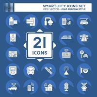 Icon Set Smart City. related to Technology symbol. long shadow style. simple design illustration vector