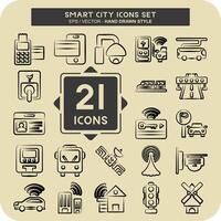 Icon Set Smart City. related to Technology symbol. hand drawn style. simple design illustration vector