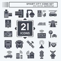 Icon Set Smart City. related to Technology symbol. glyph style. simple design illustration vector