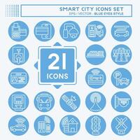 Icon Set Smart City. related to Technology symbol. blue eyes style. simple design illustration vector