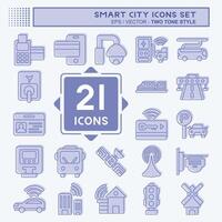 Icon Set Smart City. related to Technology symbol. two tone style. simple design illustration vector