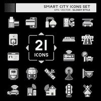 Icon Set Smart City. related to Technology symbol. glossy style. simple design illustration vector